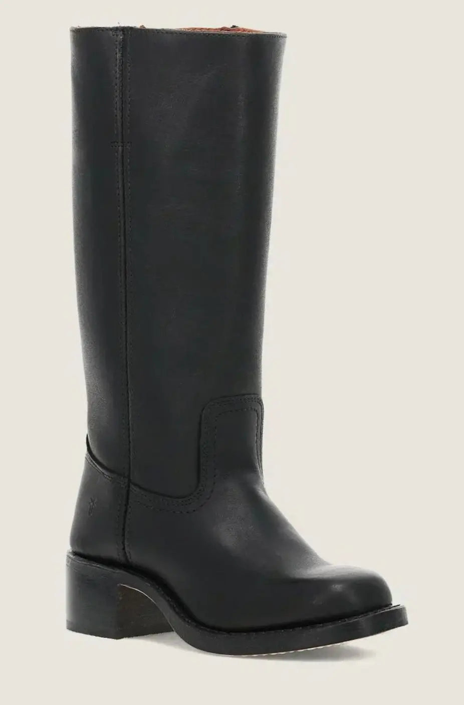 Women's Mid-Calf Leather-Look Stacked Heel Western Boots