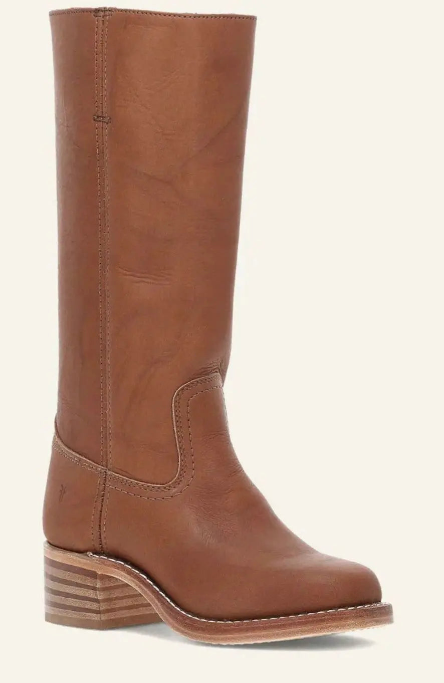 Women's Mid-Calf Leather-Look Stacked Heel Western Boots