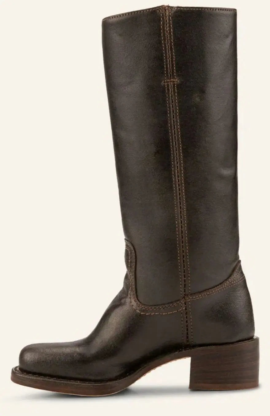 Women's Mid-Calf Leather-Look Stacked Heel Western Boots