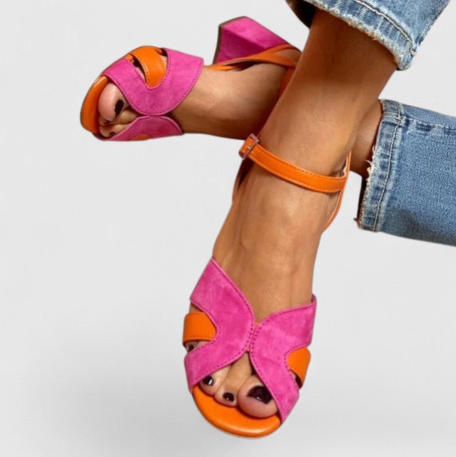 Women's Orthopedic Block Heel Sandals Ankle Strap - Pink