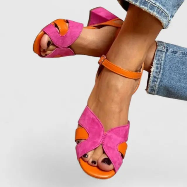 Women's Orthopedic Block Heel Sandals Ankle Strap - Pink
