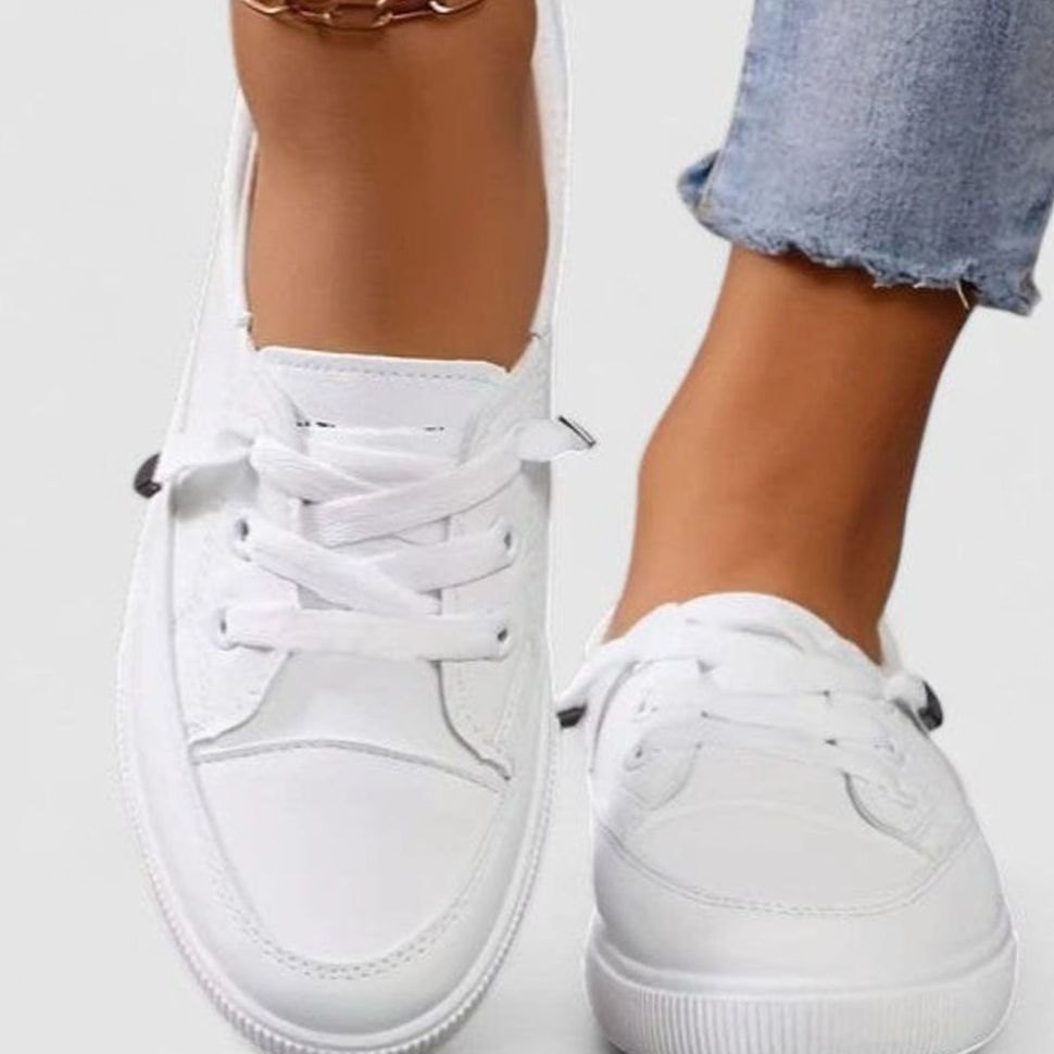 Women's Orthopedic Lace-Up Cushioned Casual Trainers - White