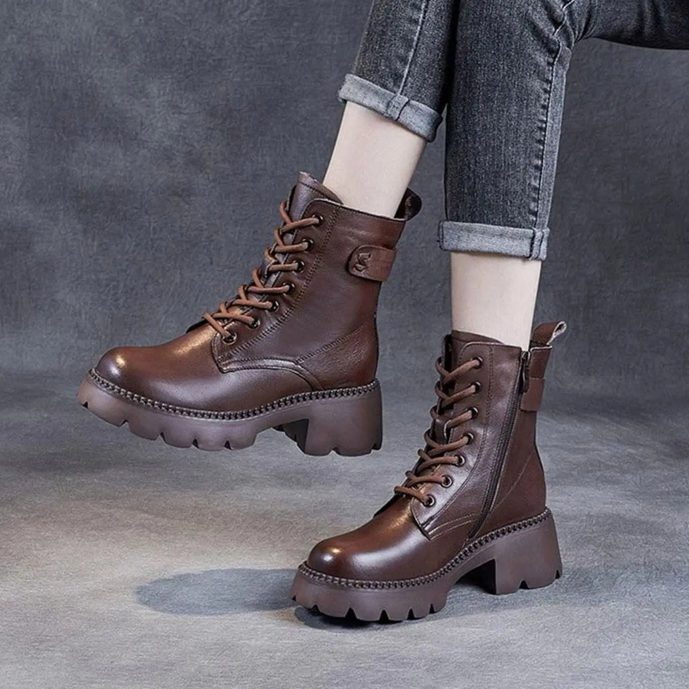 Women's Orthopedic Lace-Up Platform Ankle Boots