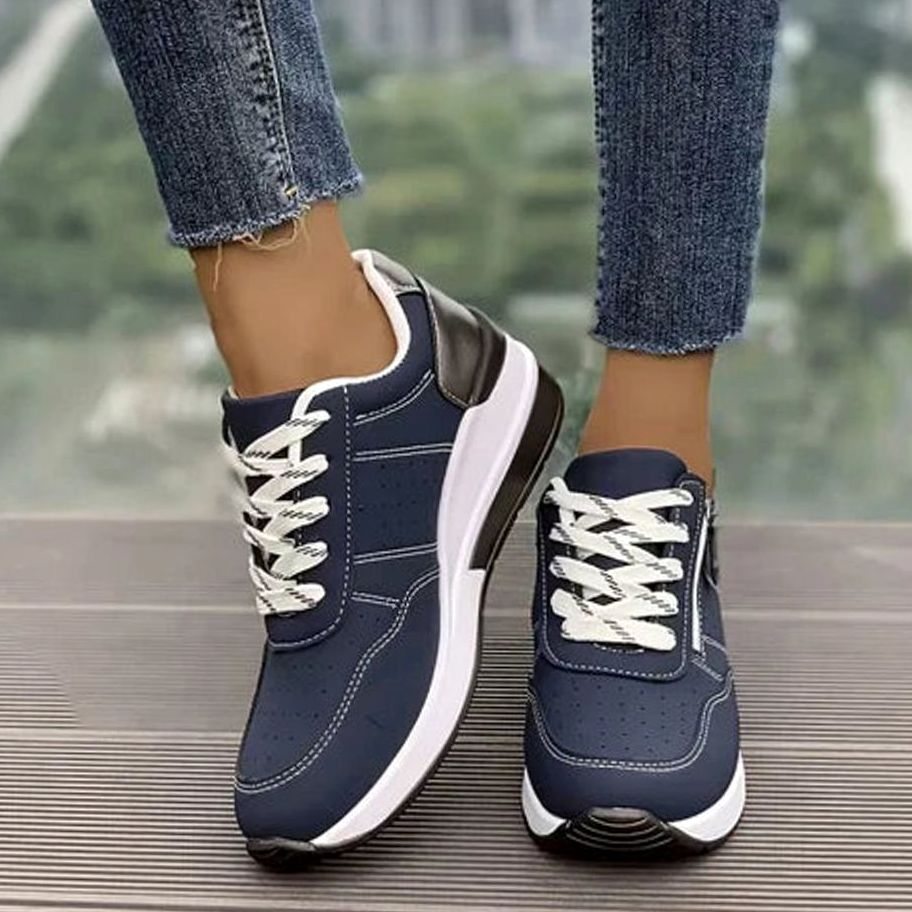 Women's Orthopedic Lace-Up Side-Zip Platform Trainers