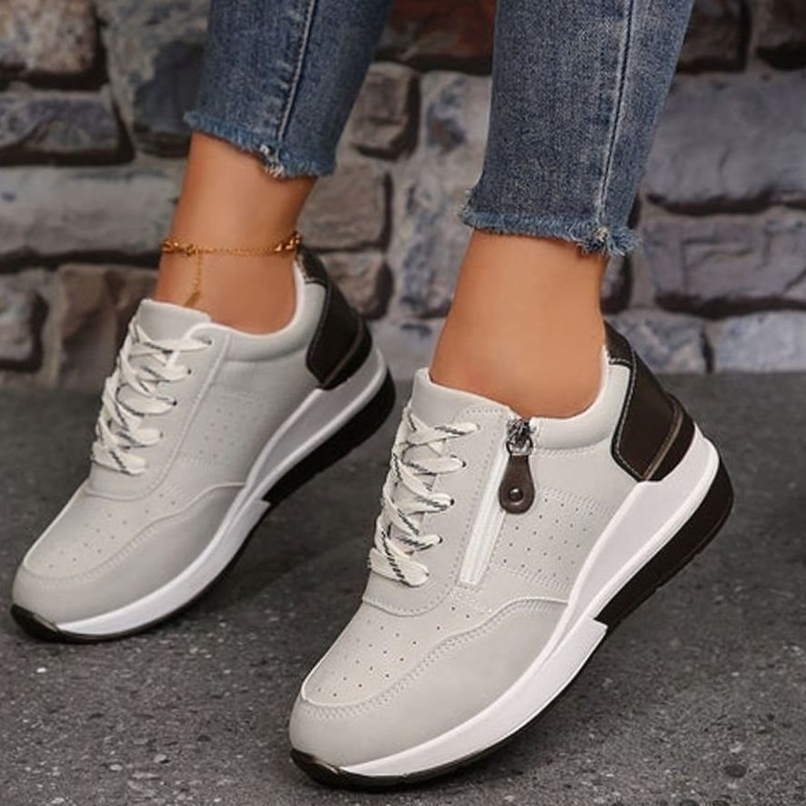 Women's Orthopedic Lace-Up Side-Zip Platform Trainers