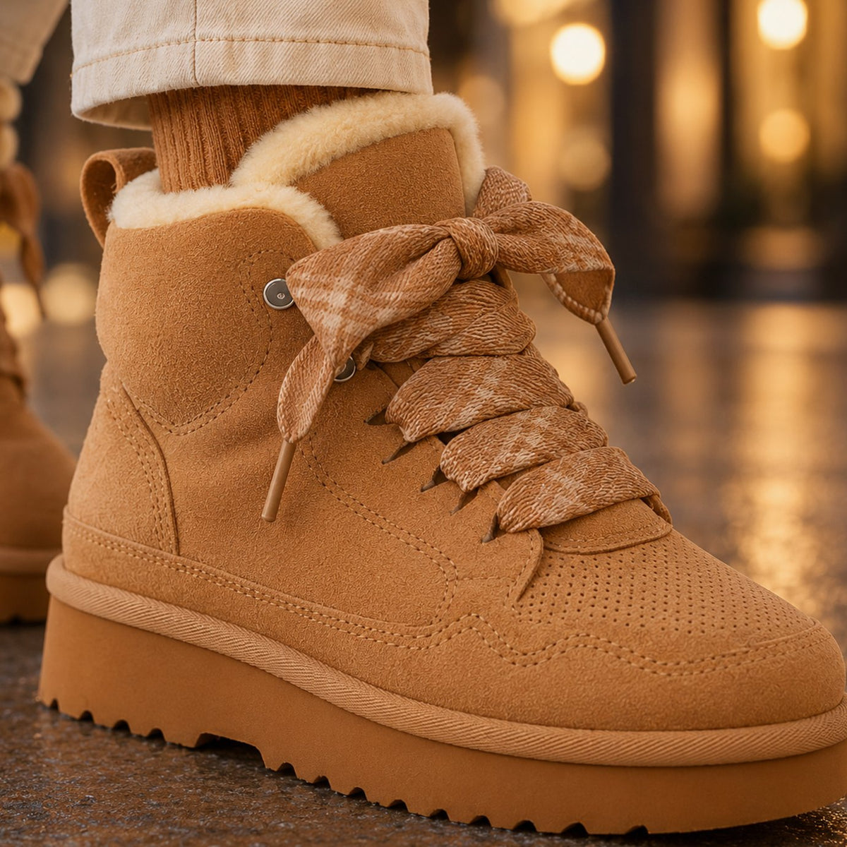 Women's Orthopedic Lace-Up Suede Ankle Boots Platform Sole
