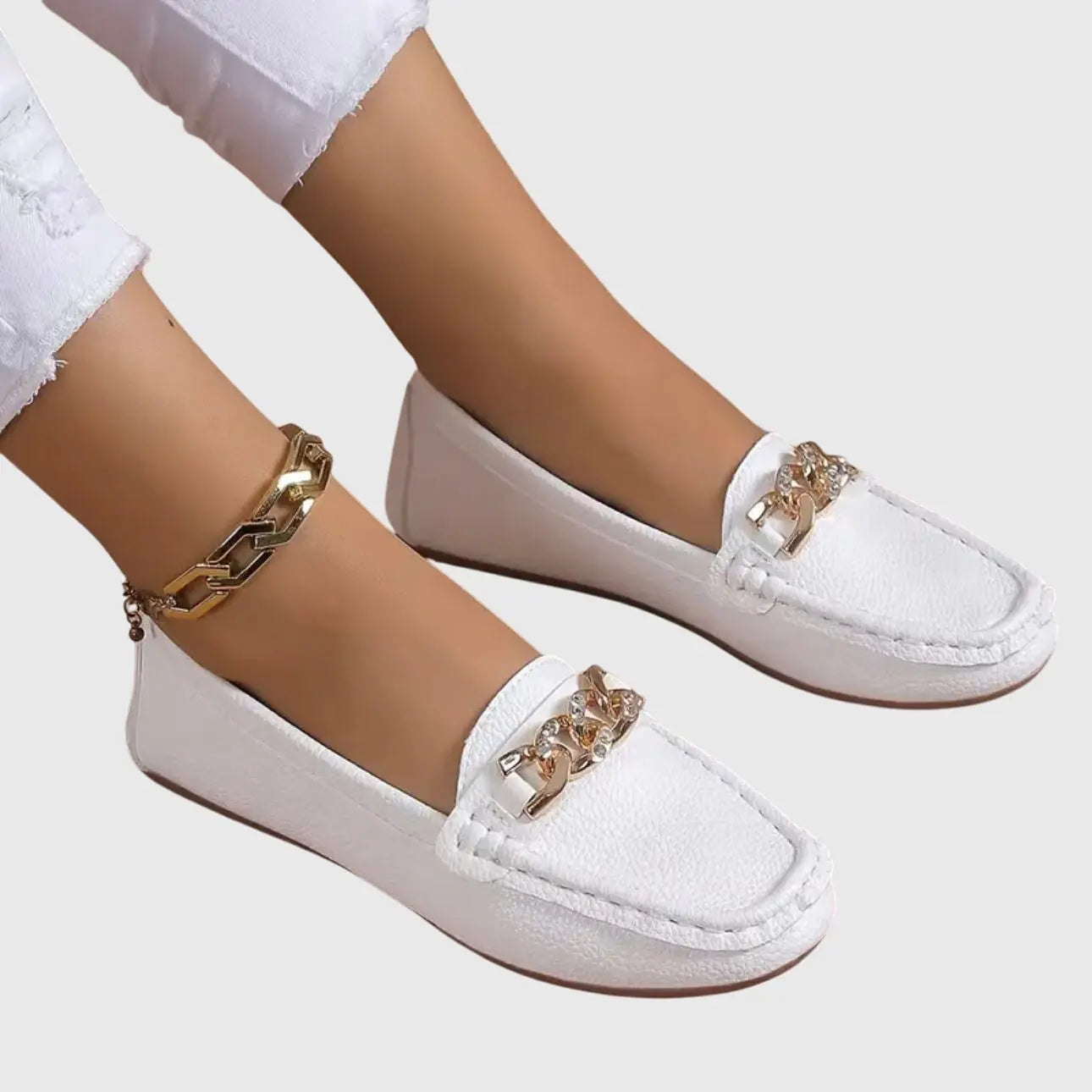 Women's Orthopedic Loafers Chain Detail Slip-On Comfort
