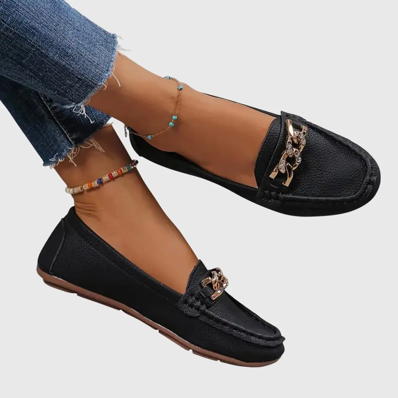 Women's Orthopedic Loafers Chain Detail Slip-On Comfort