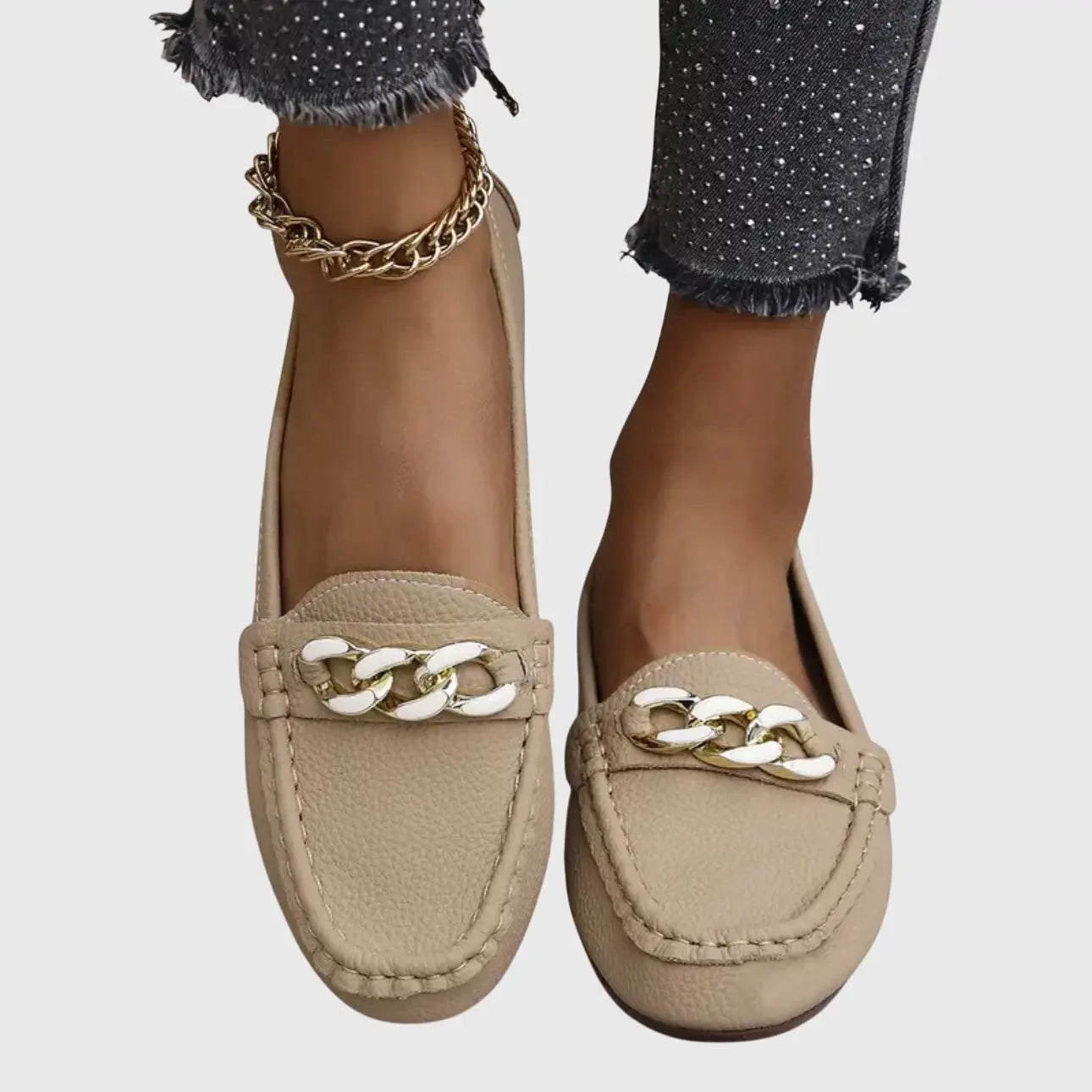 Women's Orthopedic Loafers Chain Detail Slip-On Comfort