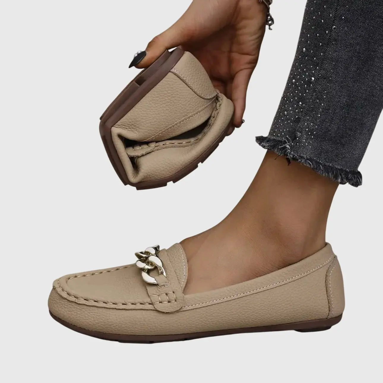 Women's Orthopedic Loafers Chain Detail Slip-On Comfort
