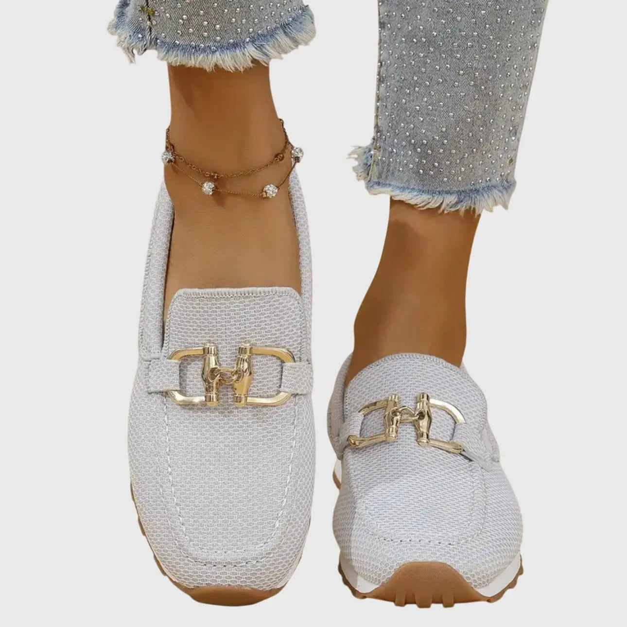 Women's Orthopedic Loafers Slip-On Comfort Gold Hardware