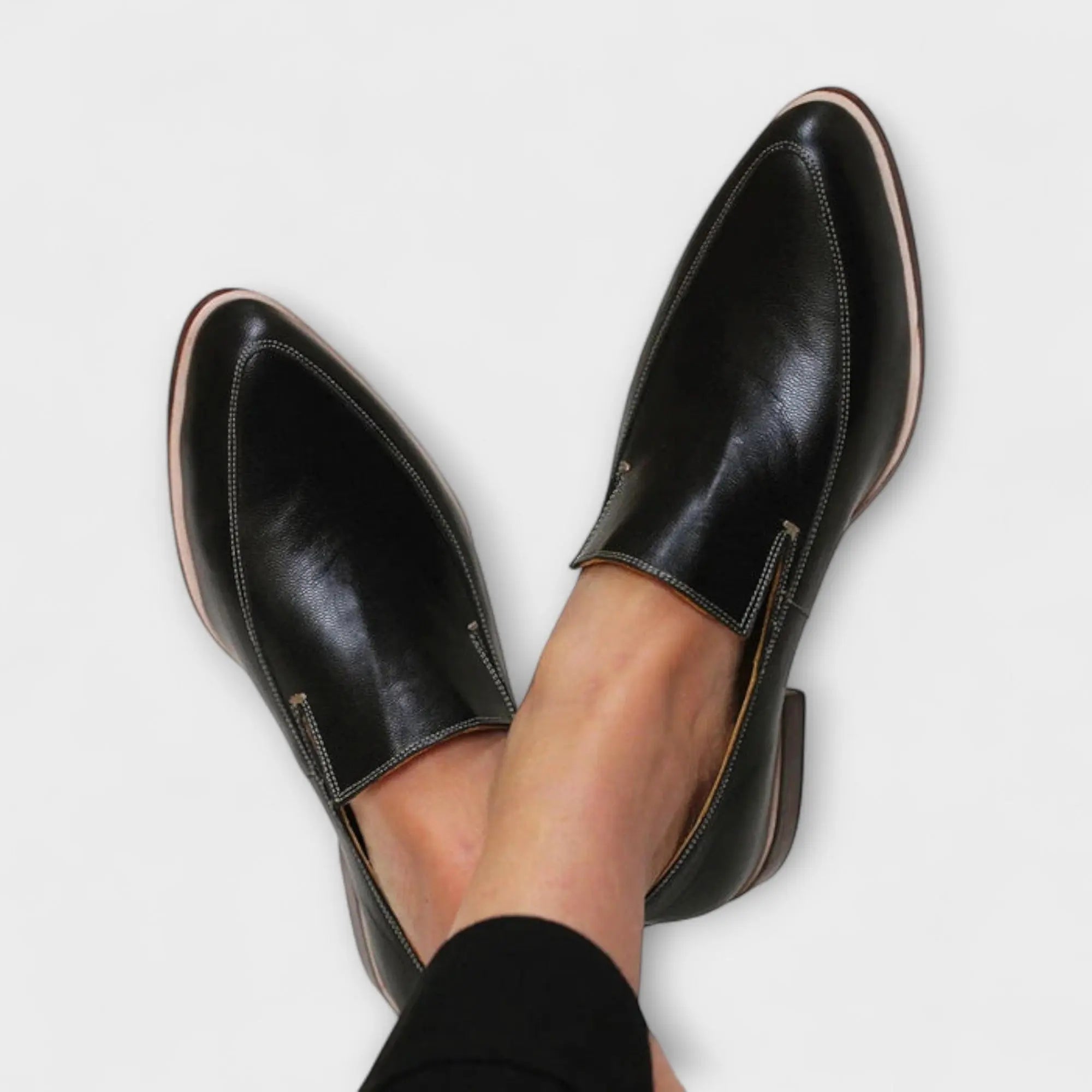 Women's Orthopedic Loafers Slip-On Comfort Leather - Black