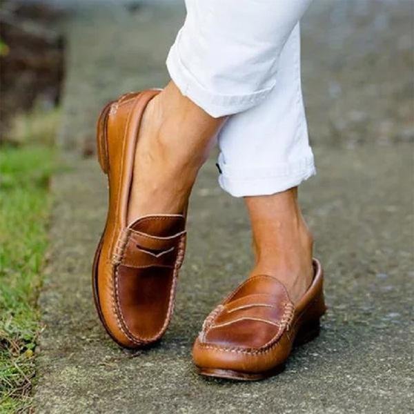 Women's Orthopedic Loafers Slip-On Leather Comfort - Brown