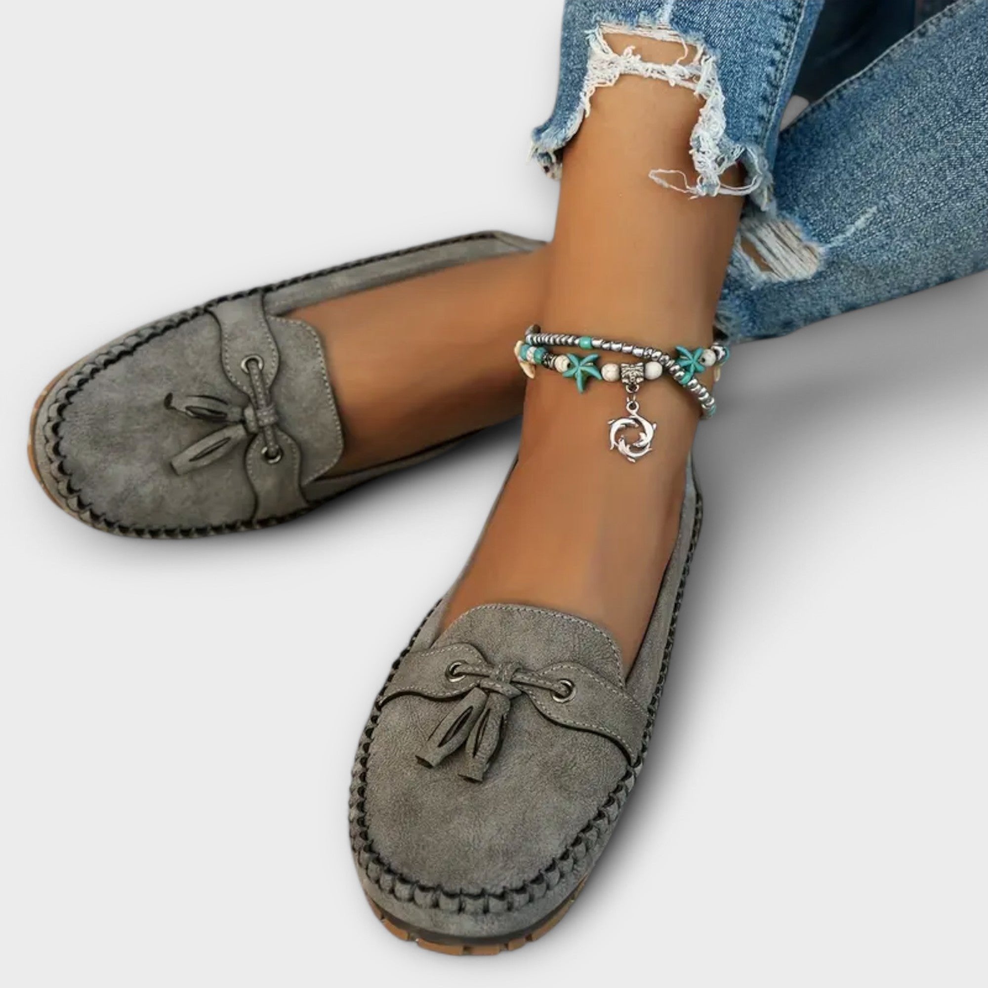 Women's Orthopedic Loafers Slip-On Tassel - Gray