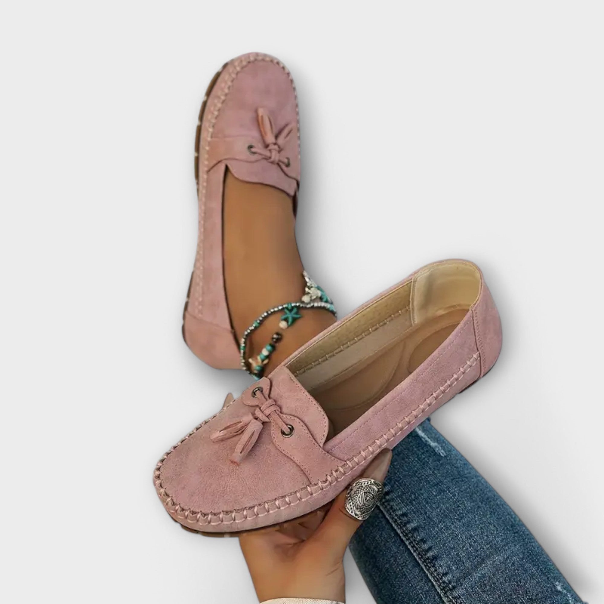 Women's Orthopedic Loafers Slip-On Tassel - Pink