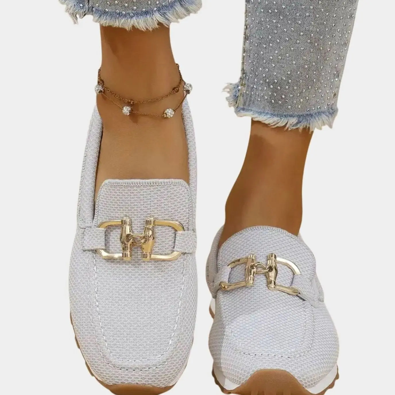 Women's Orthopedic Memory-Foam Slip-On Loafer Trainers - White