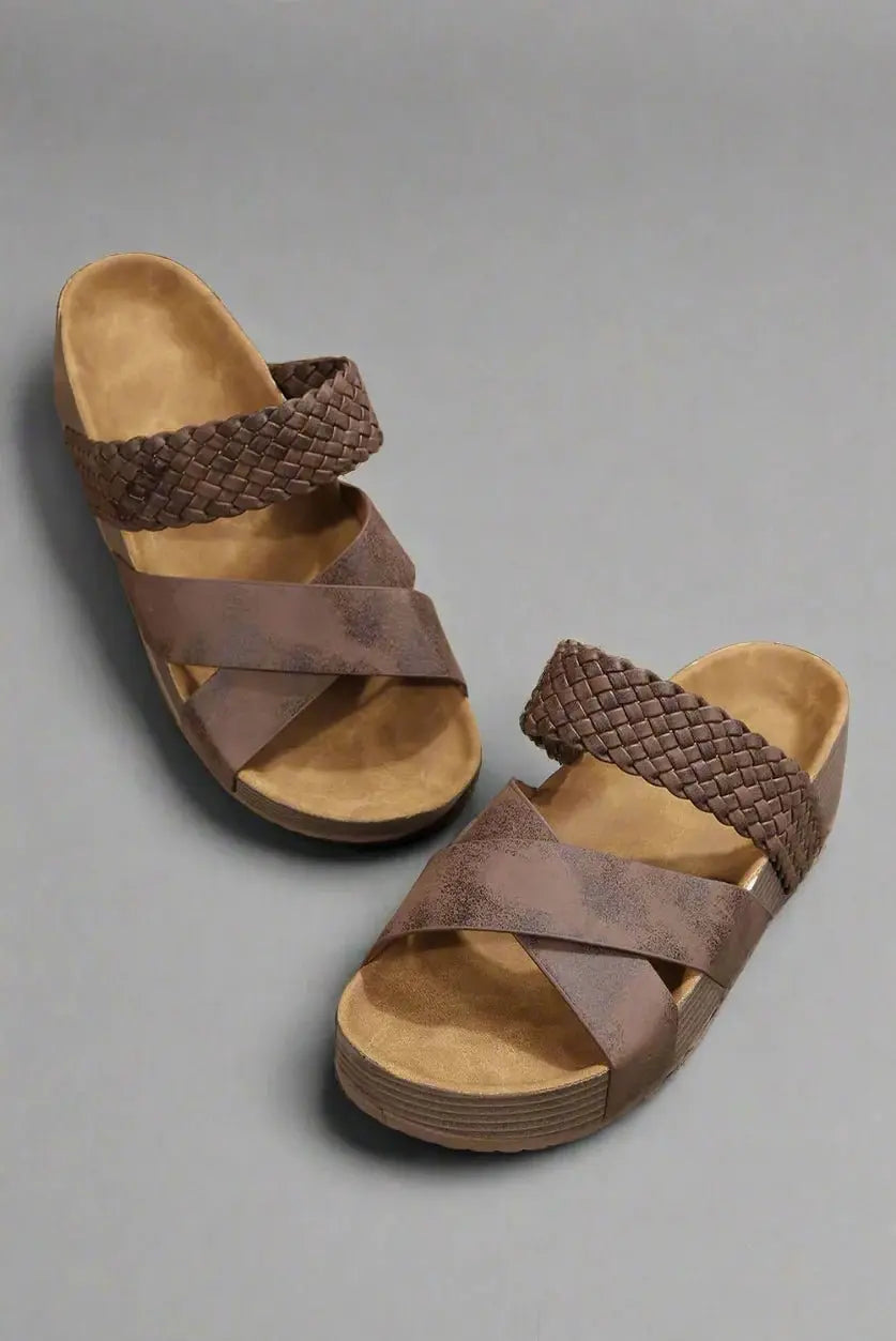 Women's Orthopedic Platform Sandals Braided Straps Comfort