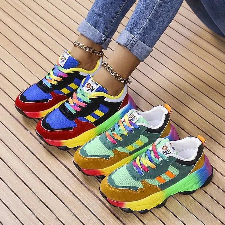 Women's Orthopedic Rainbow Trainers Lightweight Comfort