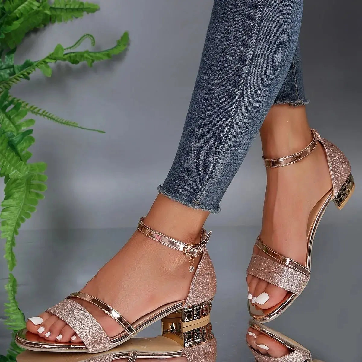 Women's Orthopedic Sandals Ankle Strap Block Heel