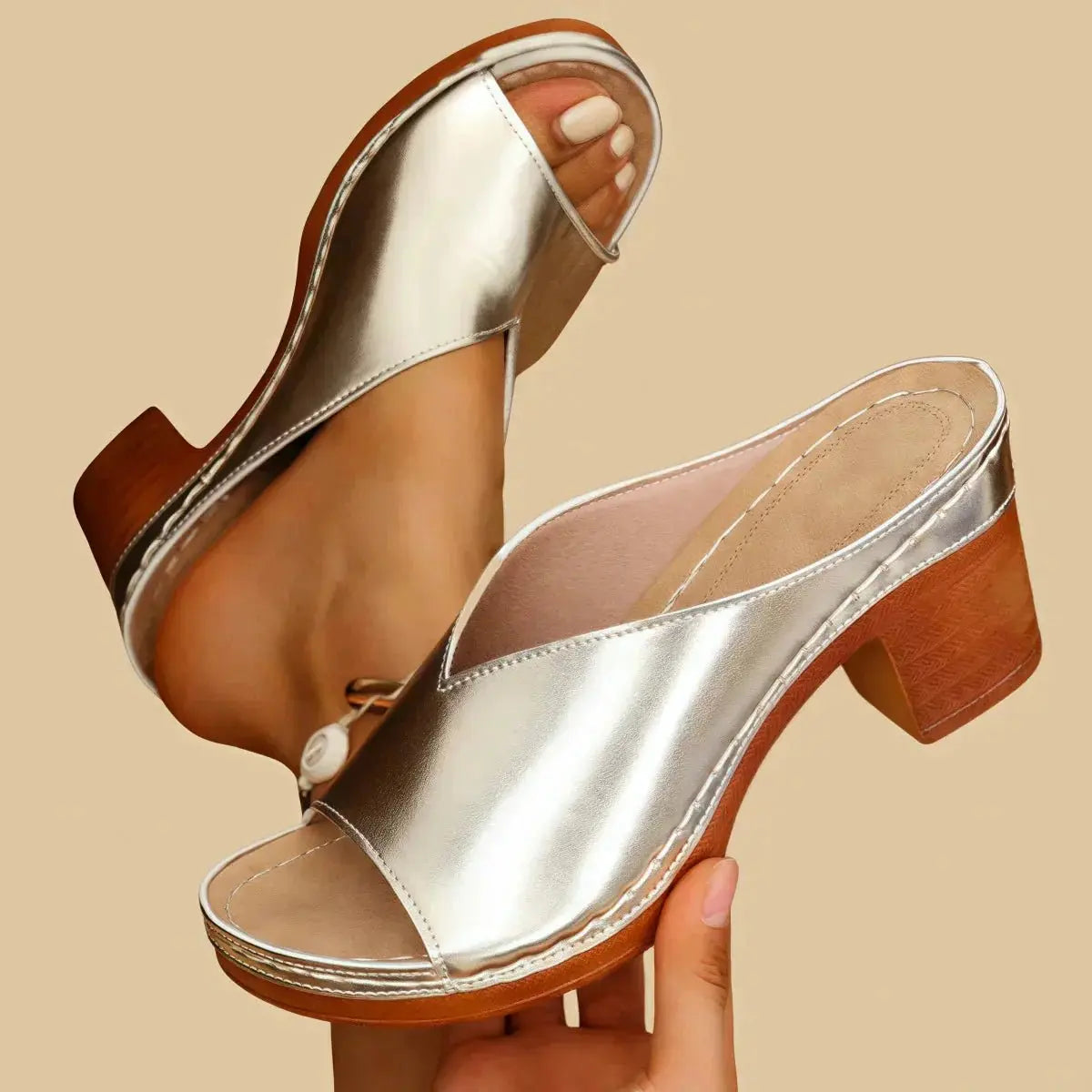 Women's Orthopedic Sandals Block Heel Open Toe Slip-On