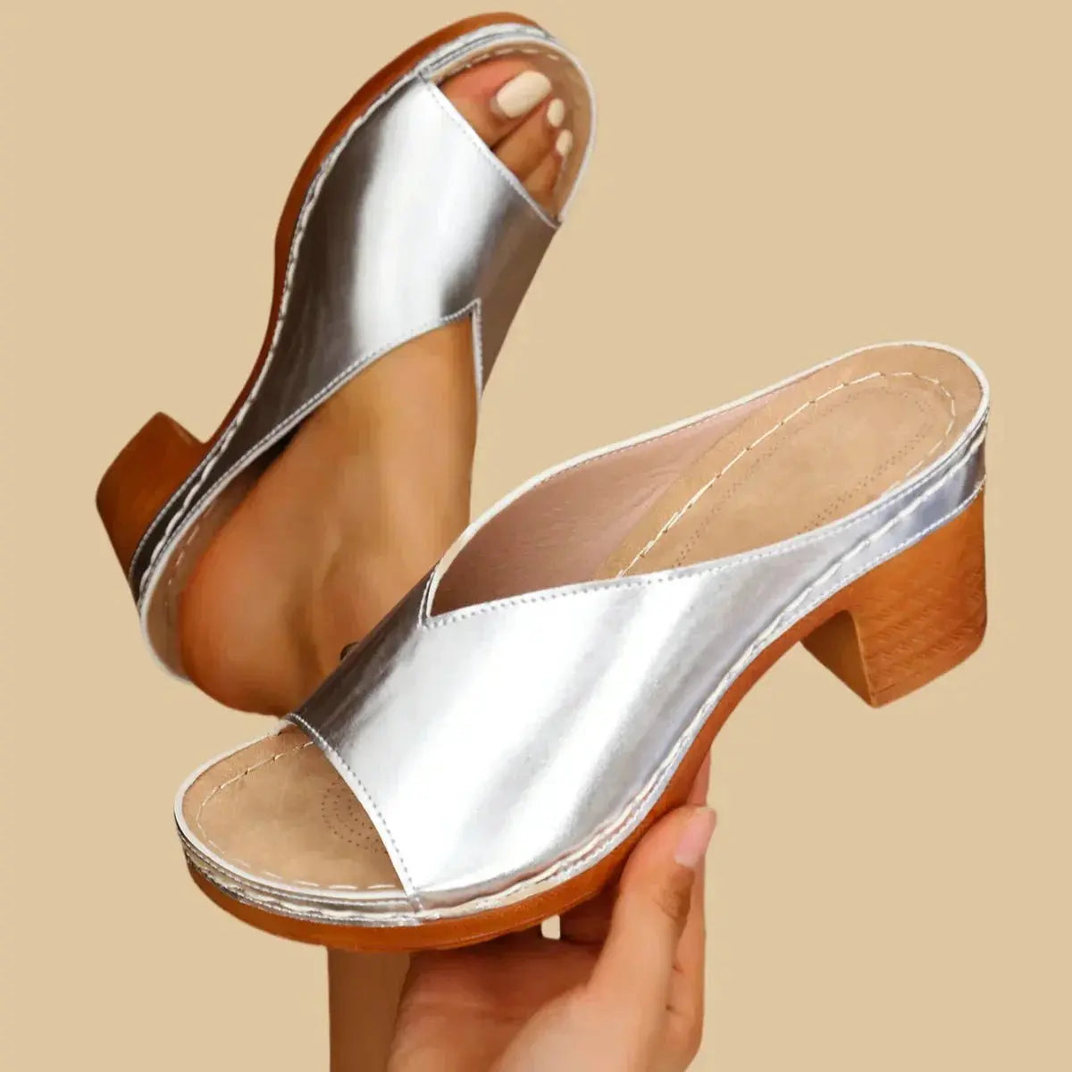 Women's Orthopedic Sandals Block Heel Open Toe Slip-On