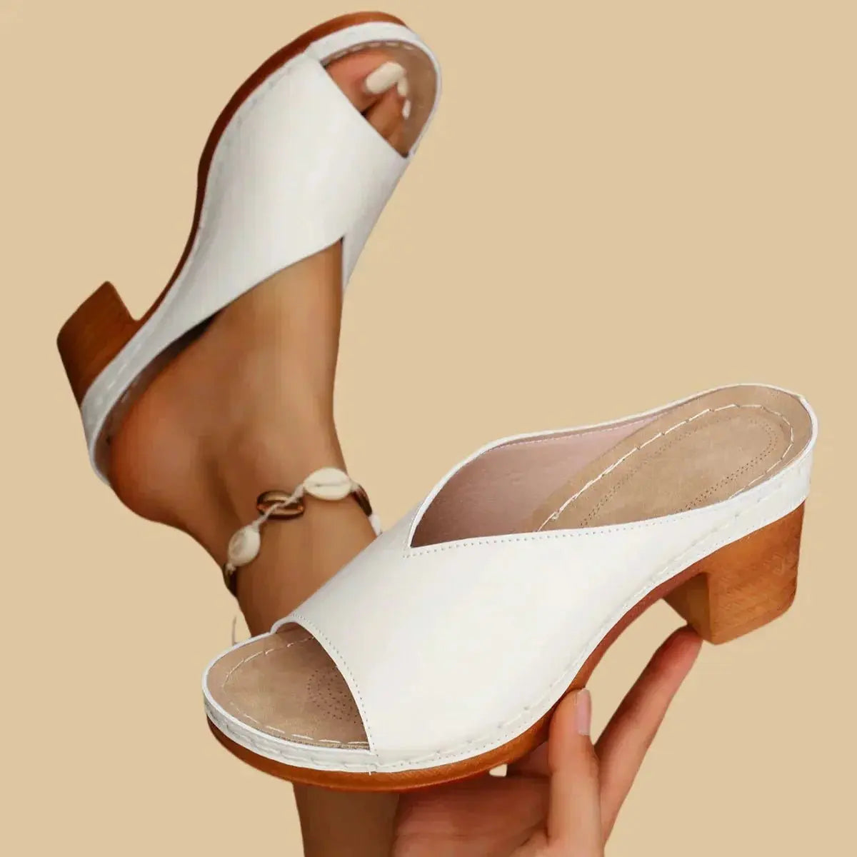 Women's Orthopedic Sandals Block Heel Open Toe Slip-On