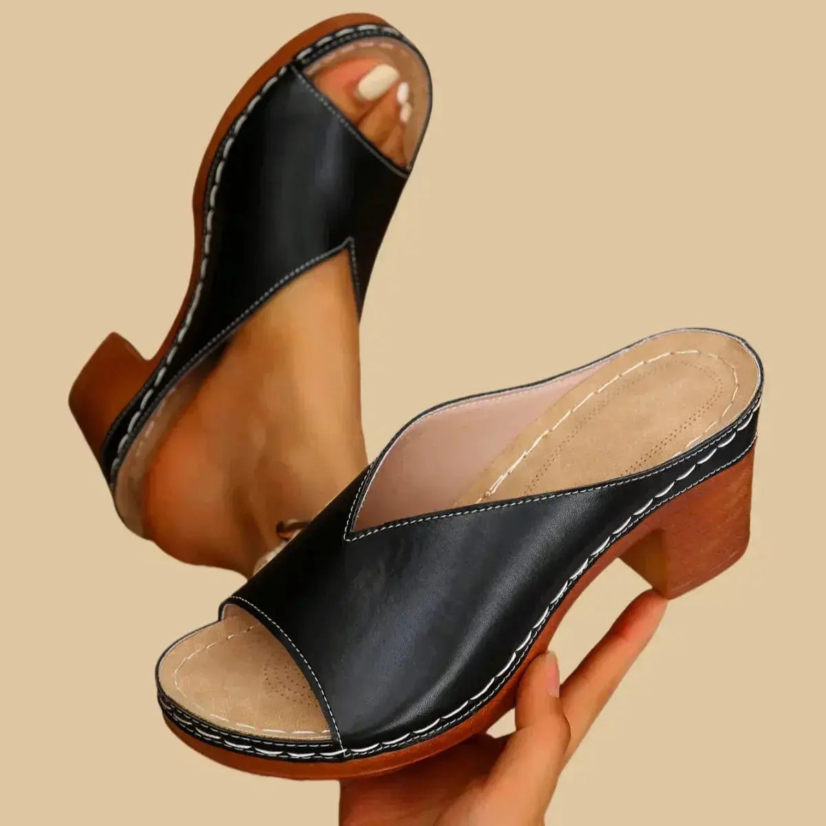 Women's Orthopedic Sandals Block Heel Open Toe Slip-On
