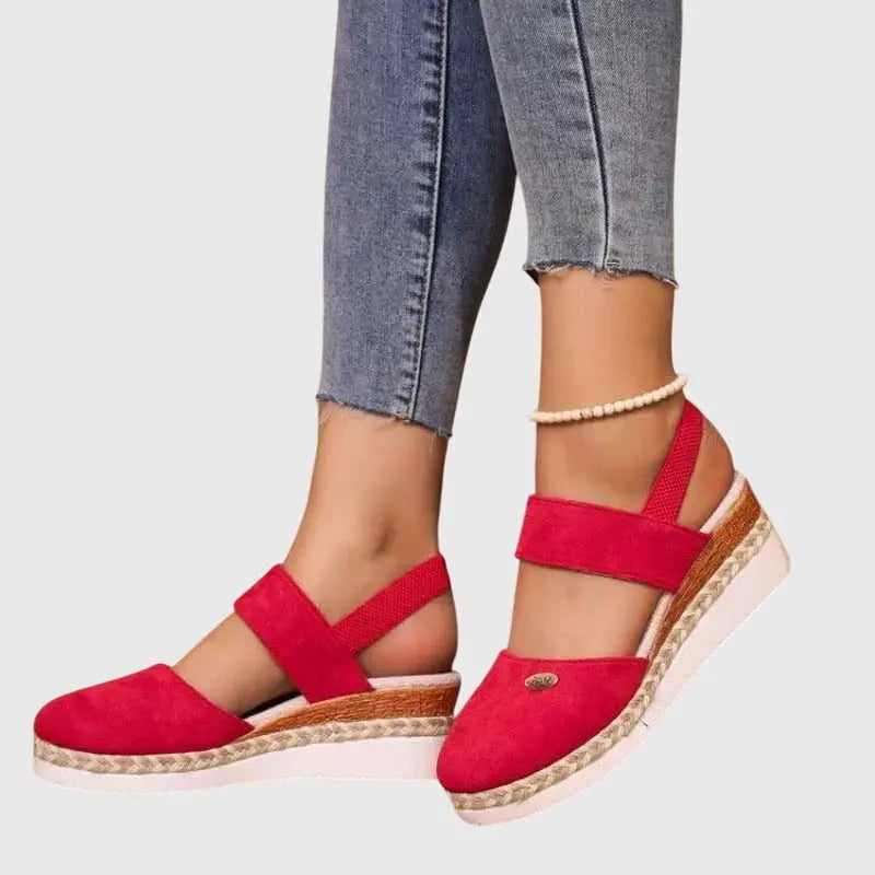 Women's Orthopedic Sandals Slip-On Platform Comfort - Red
