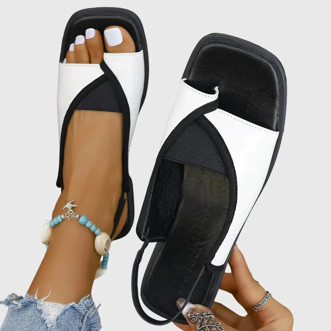 Women's Orthopedic Sandals Slip-On Square Toe Flat - White