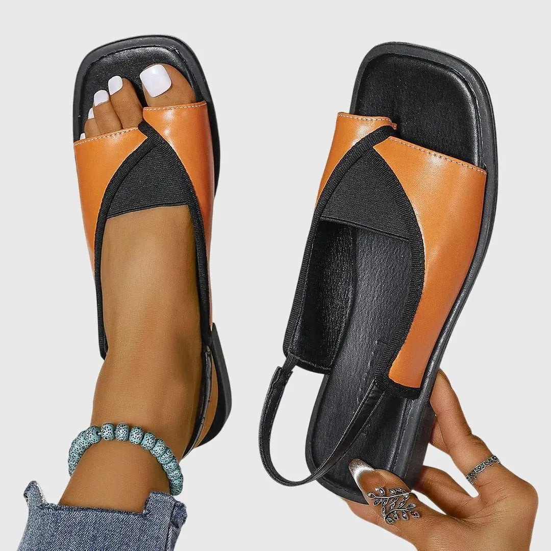 Women's Orthopedic Sandals Slip-On Square Toe Flat - Orange