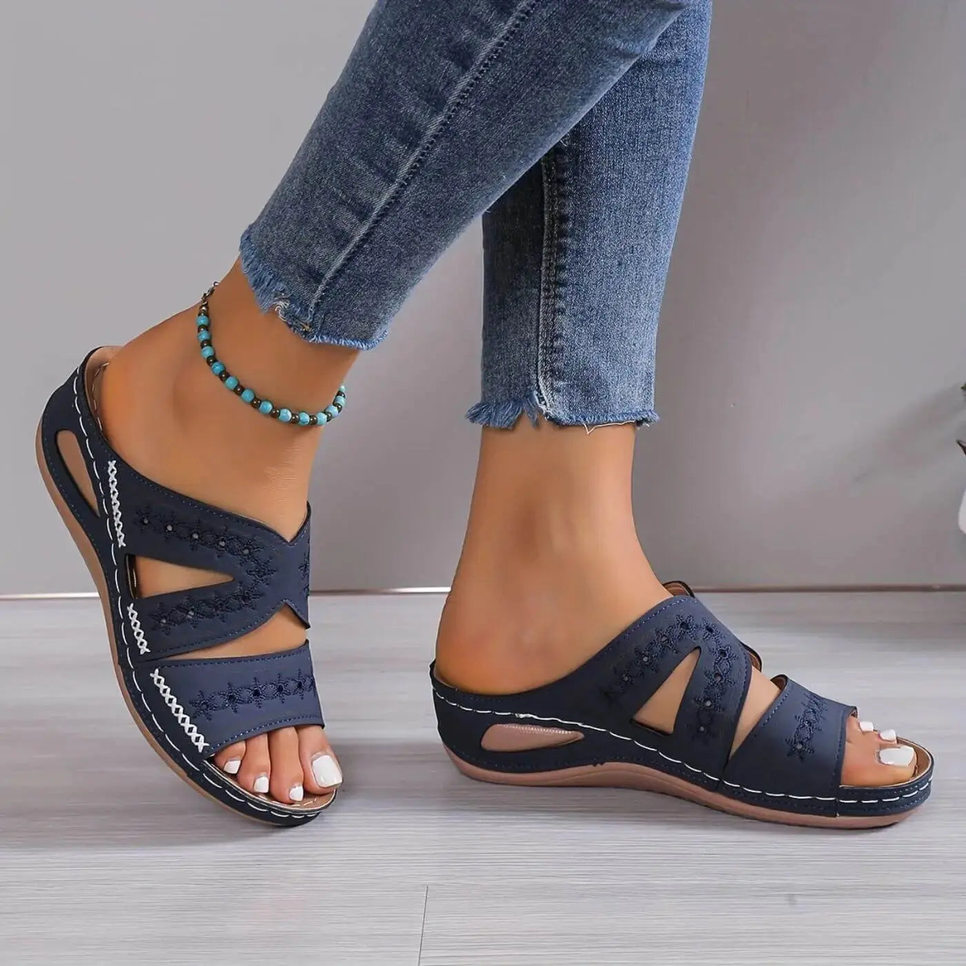 Women's Orthopedic Sandals Slip-Resistant Comfort Footbed - Blue
