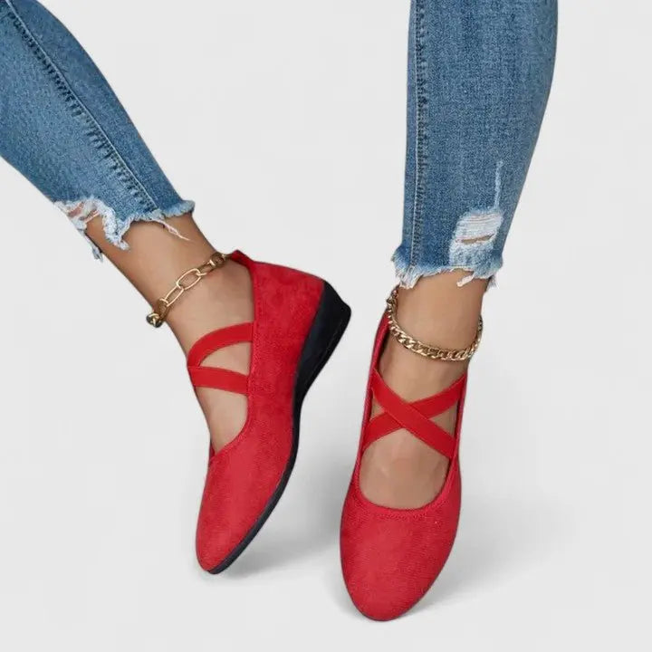 Women's Orthopedic Shoes Slip-On Comfort Flats - Red