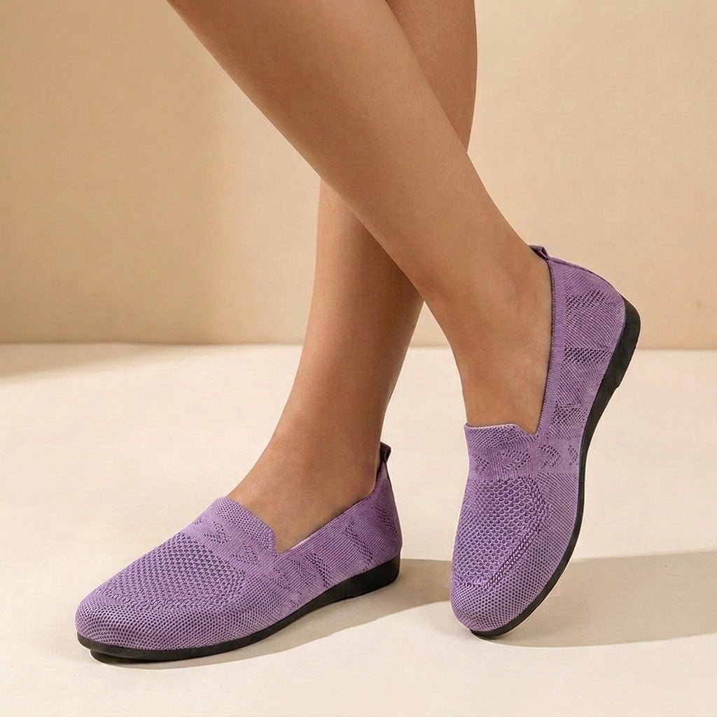 Women's Orthopedic Slip-On Knit Flats Round Toe - Purple