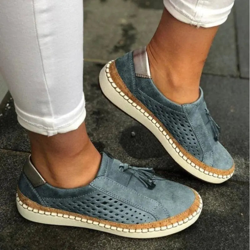 Women's Orthopedic Slip-On Trainers Breathable Mesh Tassel - Navy