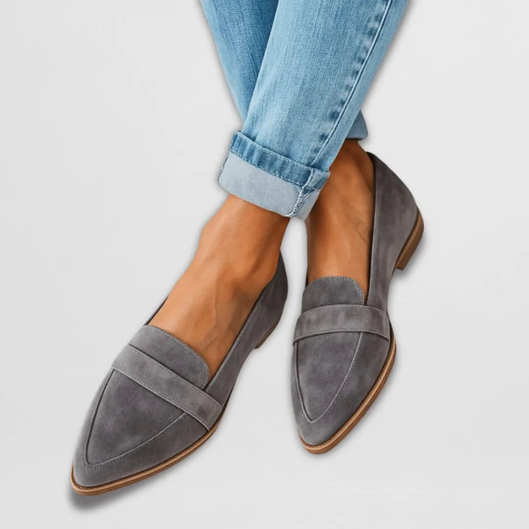 Women's Orthopedic Suede Loafers Slip-On Comfort - Gray