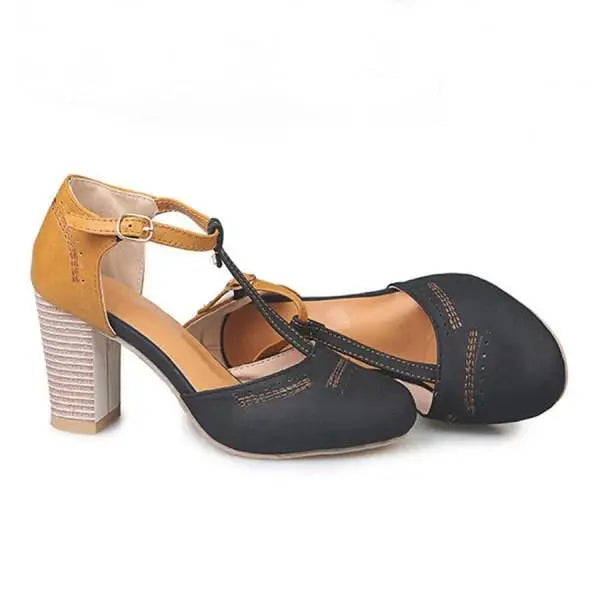 Women's Orthopedic T-Bar Heels Two Tone Comfort