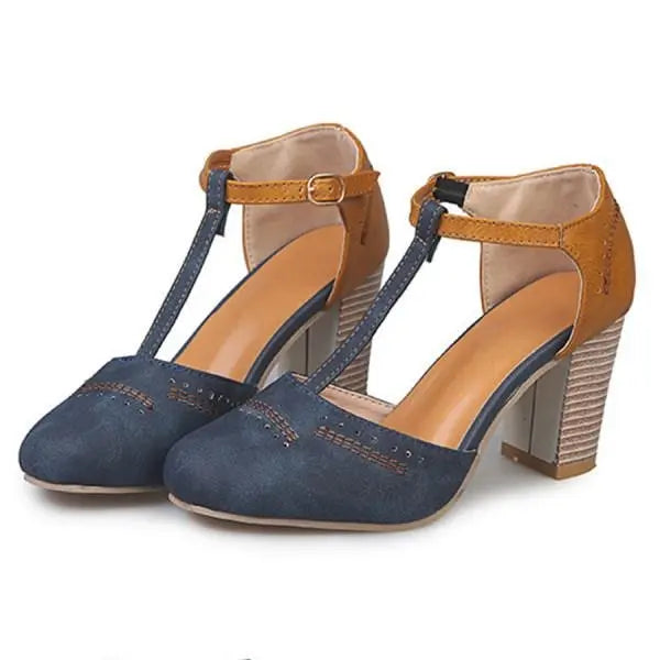 Women's Orthopedic T-Bar Heels Two Tone Comfort