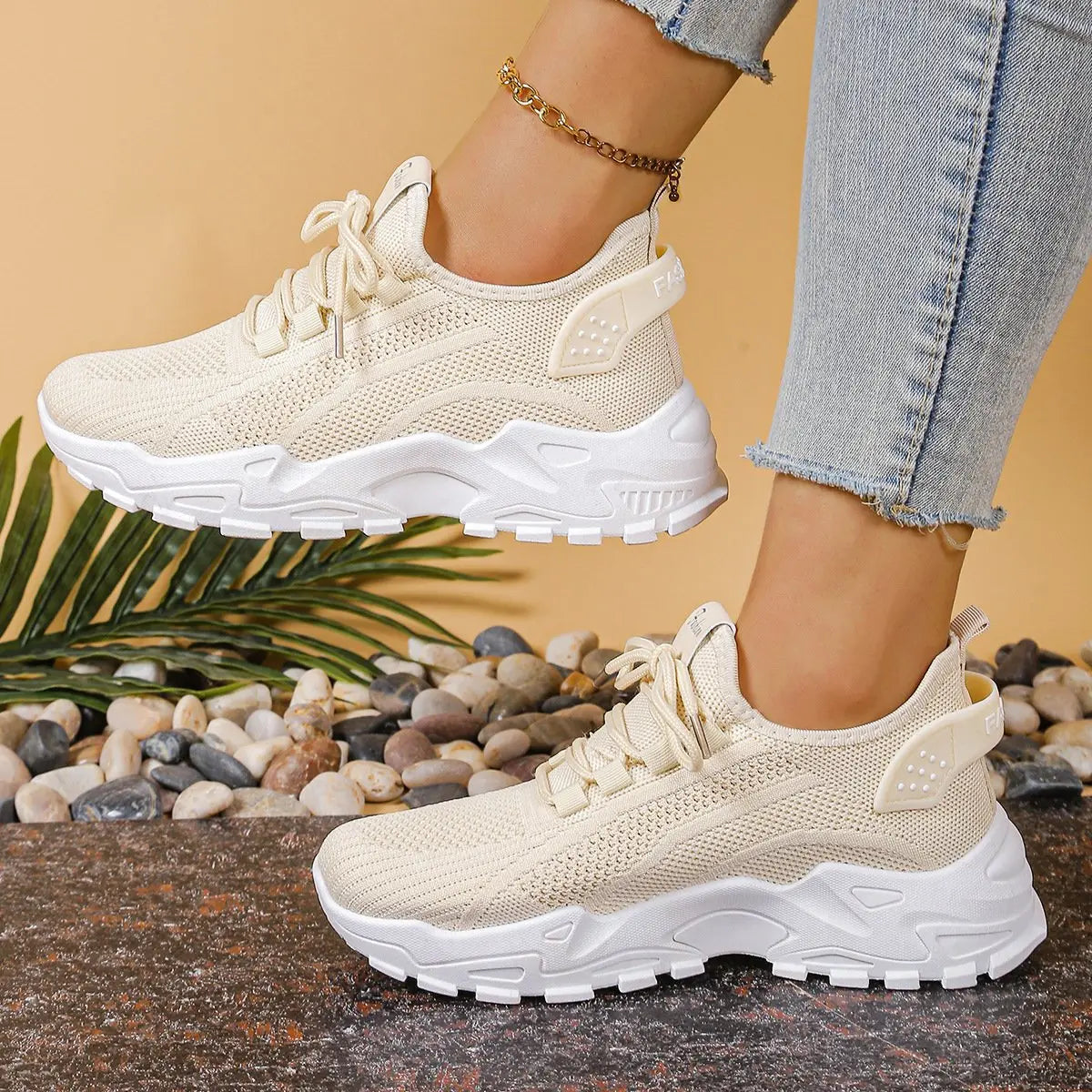 Women's Orthopedic Trainers Mesh Breathable Comfort Walking - Khaki