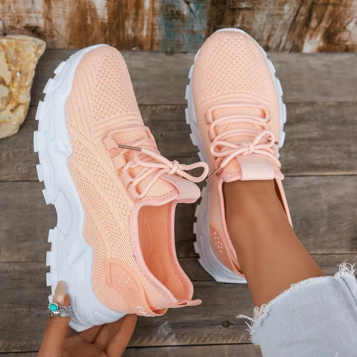 Women's Orthopedic Trainers Mesh Breathable Comfort Walking - Peach