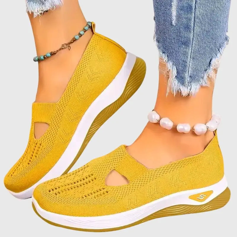 Women's Orthopedic Trainers Slip-On Breathable Mesh Comfort - Light Yellow