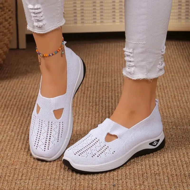 Women's Orthopedic Trainers Slip-On Breathable Mesh Comfort - White