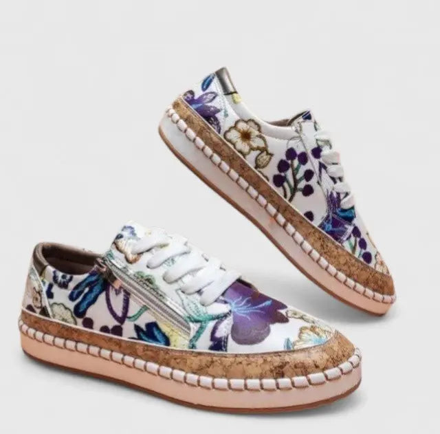 Women's Orthopedic Trainers Slip-On Comfort Floral - Blue Flora
