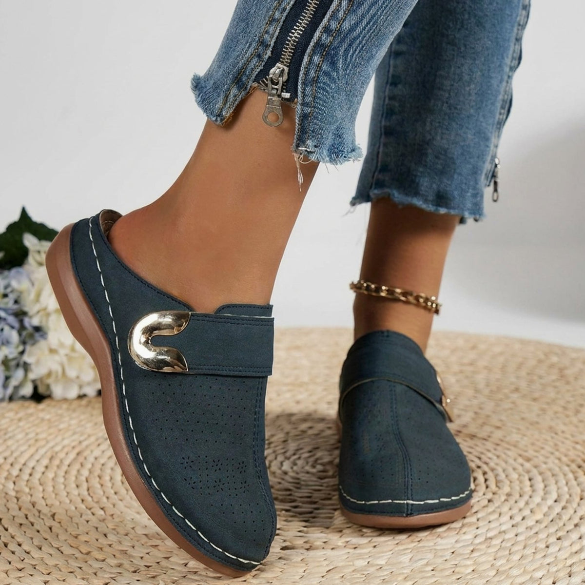 Women's Orthopedic Velcro Slip-On Mule Slippers
