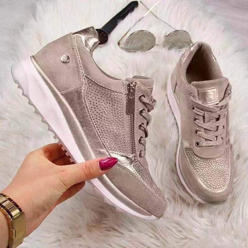 Women's Orthopedic Zip Trainers Rose Gold Comfort