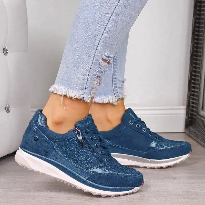 Women's Orthopedic Zip Trainers Rose Gold Comfort - Blau
