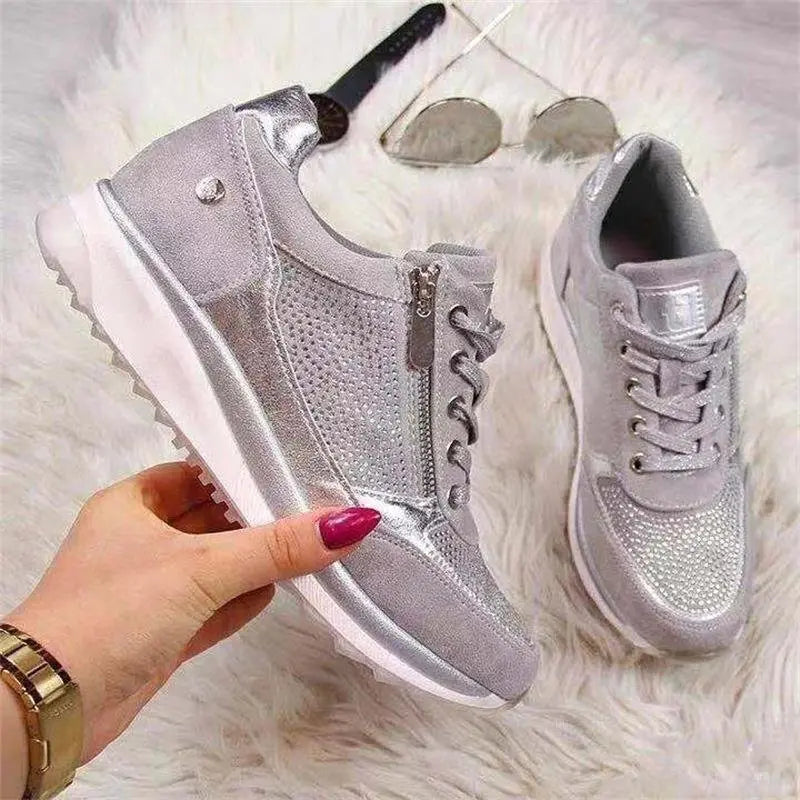 Women's Orthopedic Zip Trainers Rose Gold Comfort