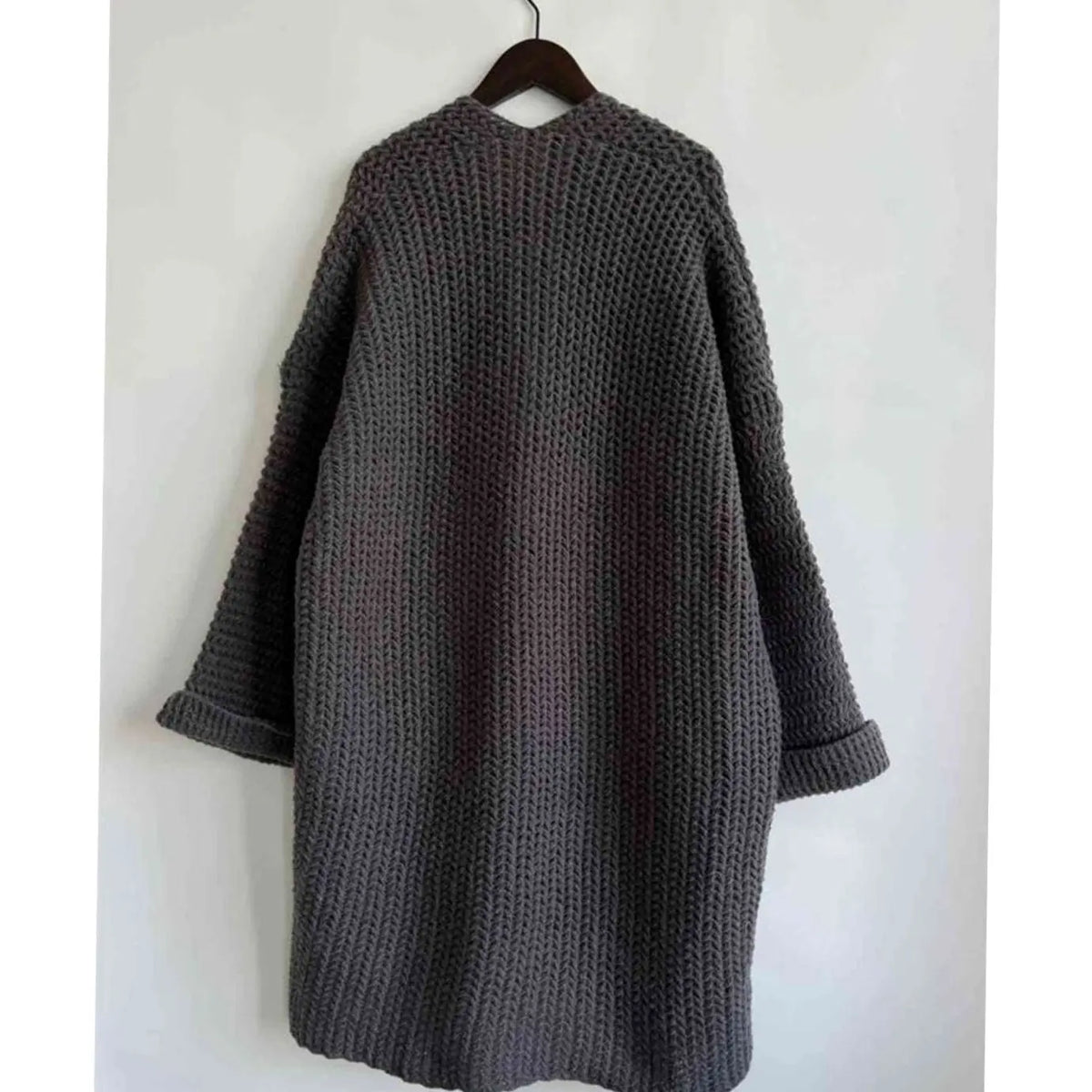 Women's Oversized Chunky Knit Cardigan Open Front Long Pockets