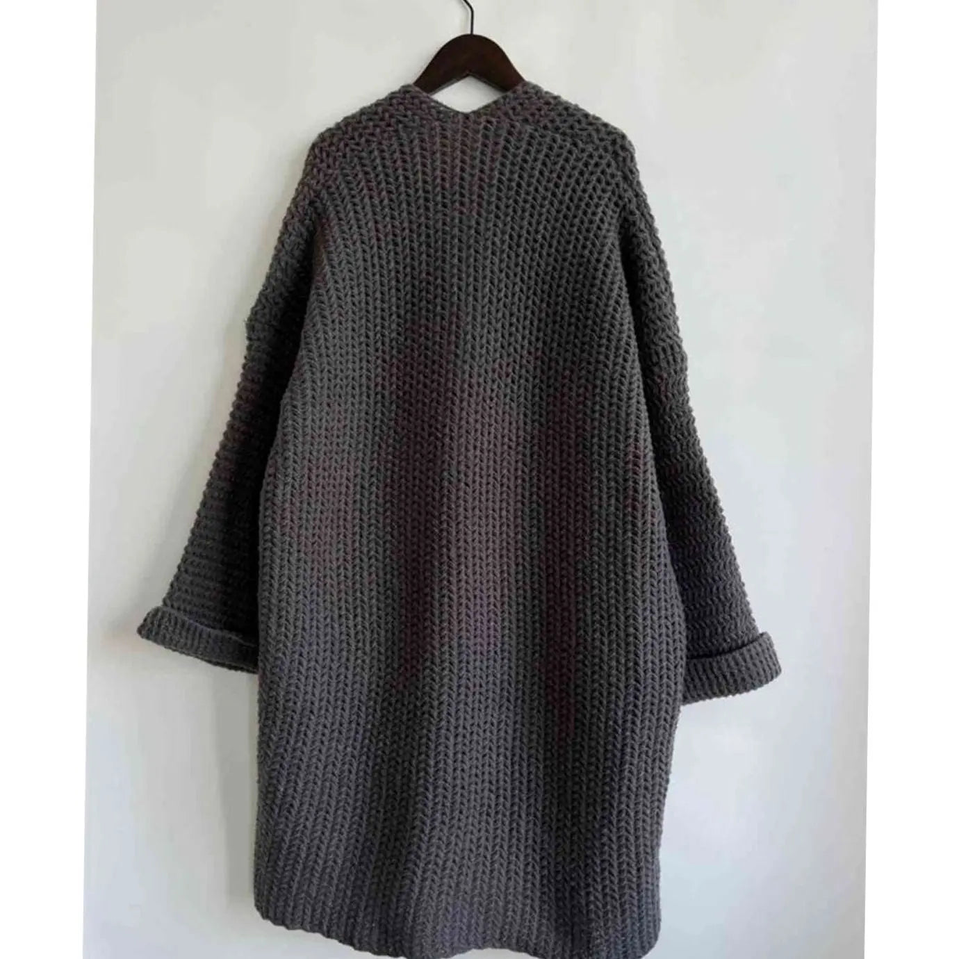 Women's Oversized Chunky Knit Open-Front Cardigan with Pockets