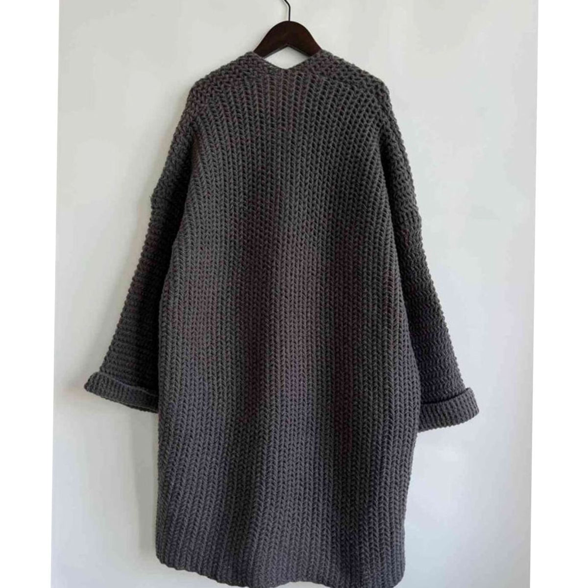 Women's Oversized Chunky Knit Open-Front Long Cardigan with Pockets