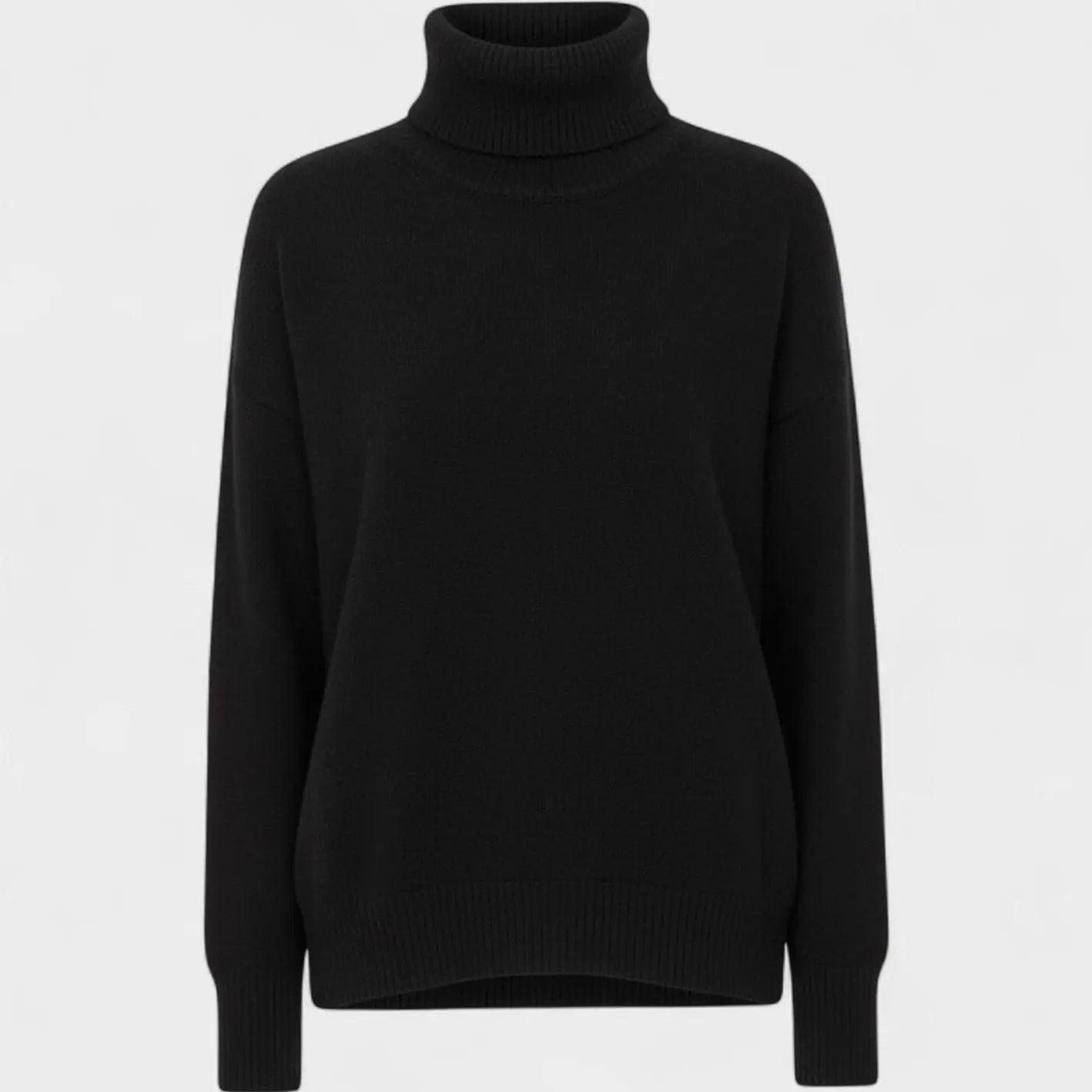 Women's Oversized Chunky Turtleneck Knit Sweater - Black